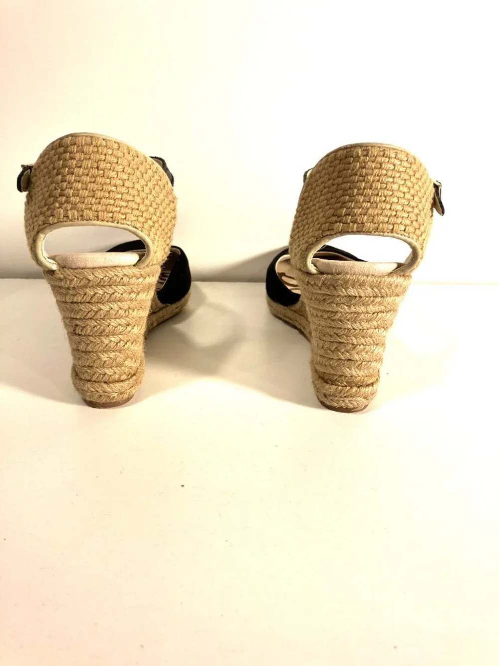 SAM EDELMAN Harmony Wedge Espadrille Sandals w/ Black Suede upper.  Size 9.5